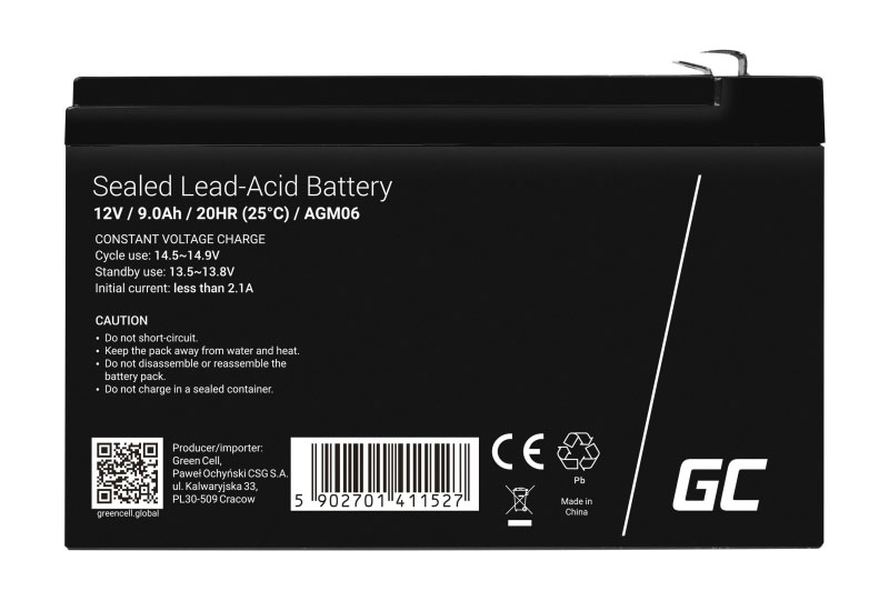 AGM GreenCell® Batteria AGM 12V 9Ah accumulatore VRLA UPS USV  Riserva la batteria 