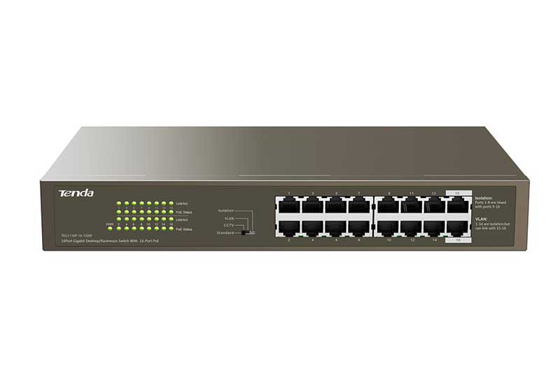 Tenda TEG1116P-16-150W Switch with 16-Port PoE 16 x Gigabit Ethernet