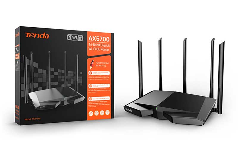 Tenda TX27 Pro AX5700 Tri-Band Gigabit Wi-Fi 6E Router